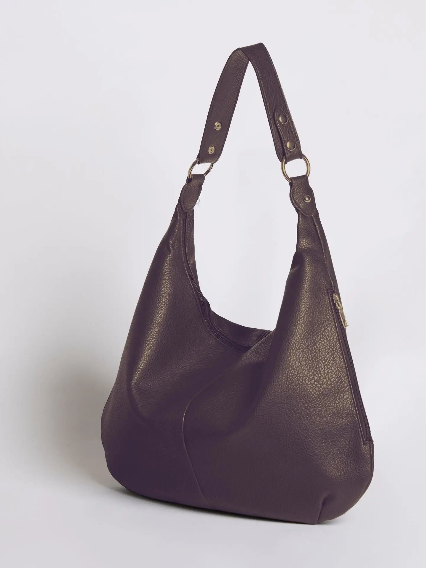 Kaia | Luxe Black Leather Hobo Bag – Timeless Elegance & Everyday Comfort - in Grey | Arvea Bags
