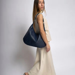 Kaia | Luxe Black Leather Hobo Bag – Timeless Elegance & Everyday Comfort - in Navy Blue | Arvea Bags
