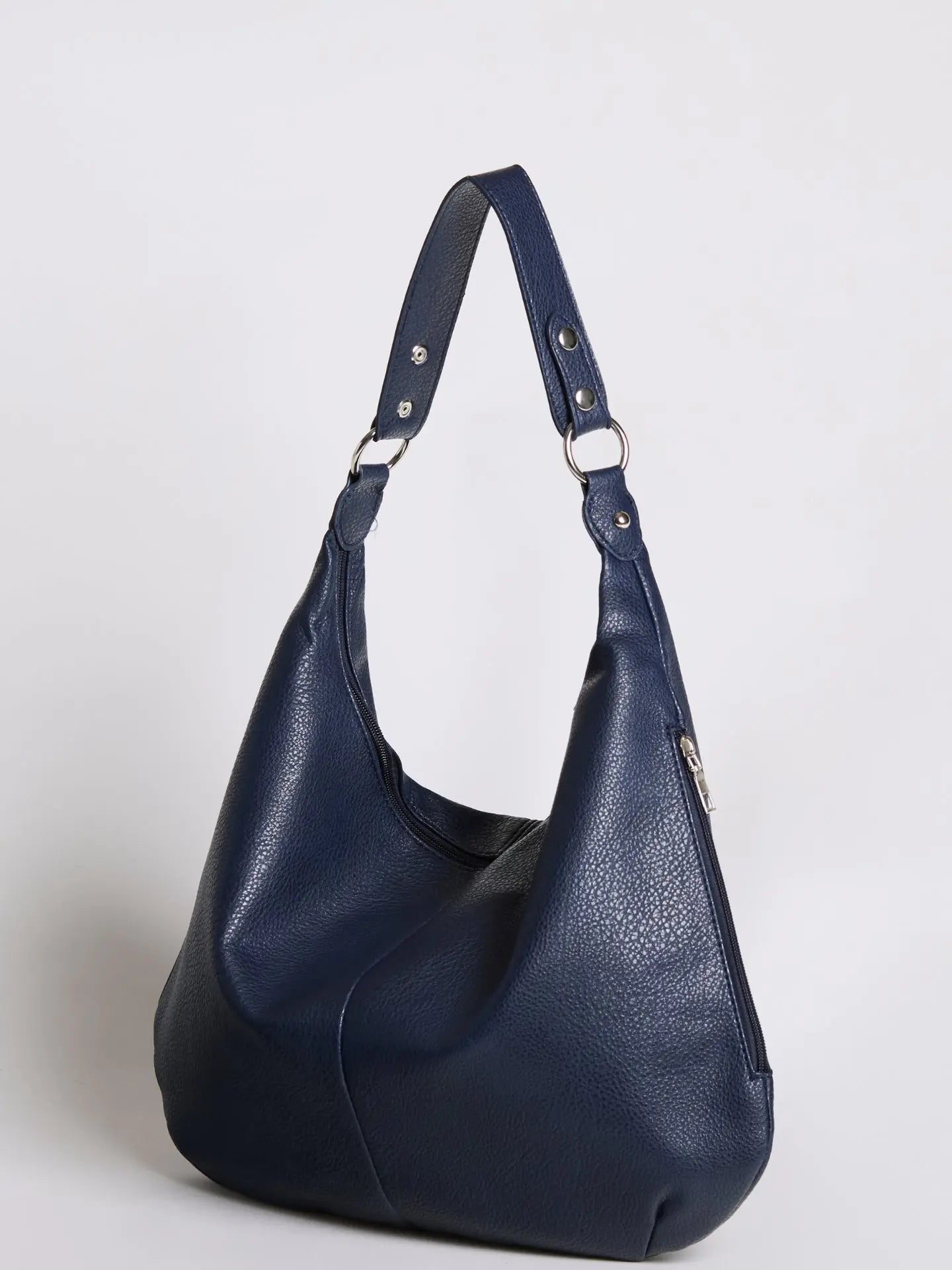 Kaia | Luxe Black Leather Hobo Bag – Timeless Elegance & Everyday Comfort - in Navy Blue | Arvea Bags