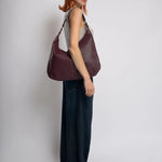 Kaia | Luxe Black Leather Hobo Bag – Timeless Elegance & Everyday Comfort - in Wine Red | Arvea Bags