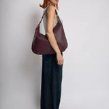Kaia | Luxe Black Leather Hobo Bag – Timeless Elegance & Everyday Comfort - in Wine Red | Arvea Bags