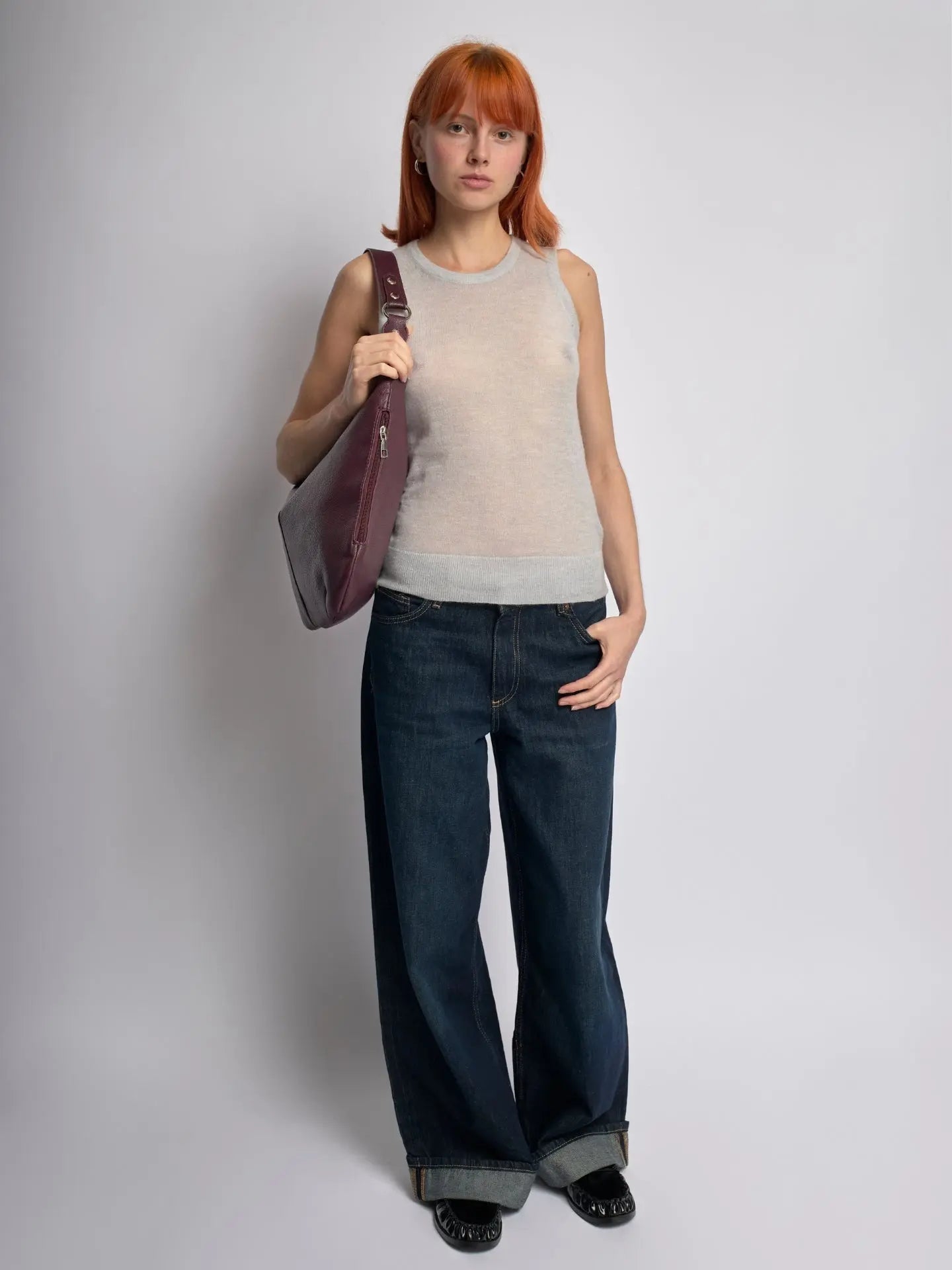 Kaia | Luxe Black Leather Hobo Bag – Timeless Elegance & Everyday Comfort - in Wine Red | Arvea Bags