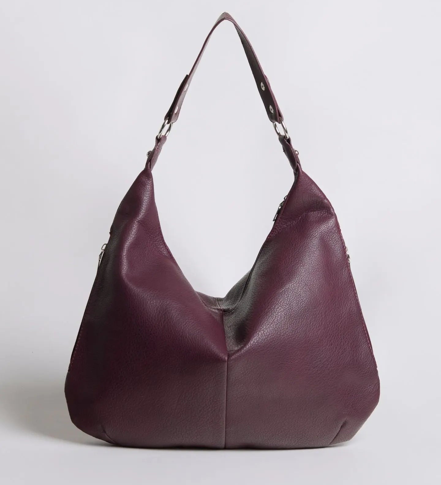 Kaia | Luxe Black Leather Hobo Bag – Timeless Elegance & Everyday Comfort - in Wine Red | Arvea Bags