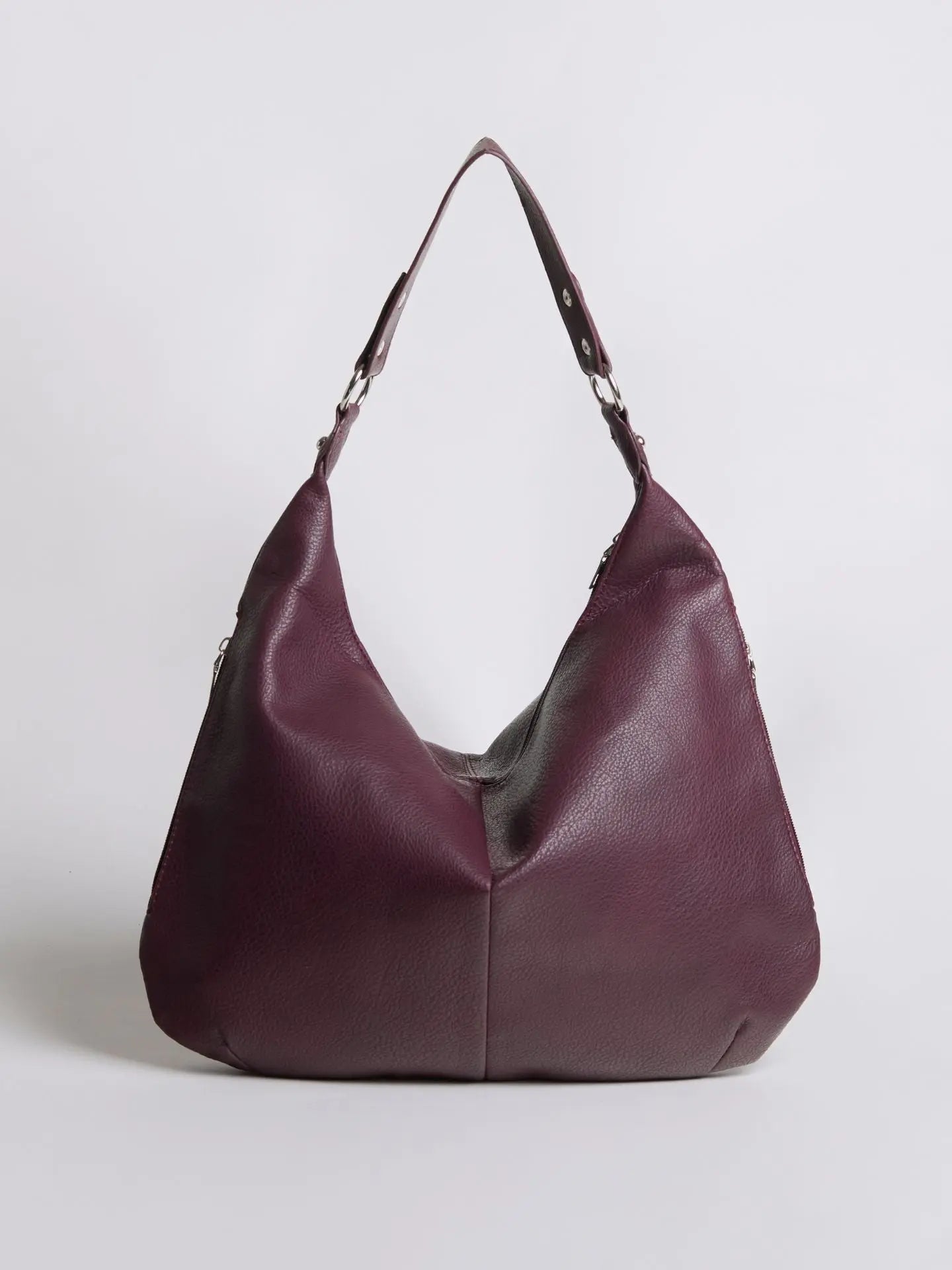 Kaia | Luxe Black Leather Hobo Bag – Timeless Elegance & Everyday Comfort - in Wine Red | Arvea Bags