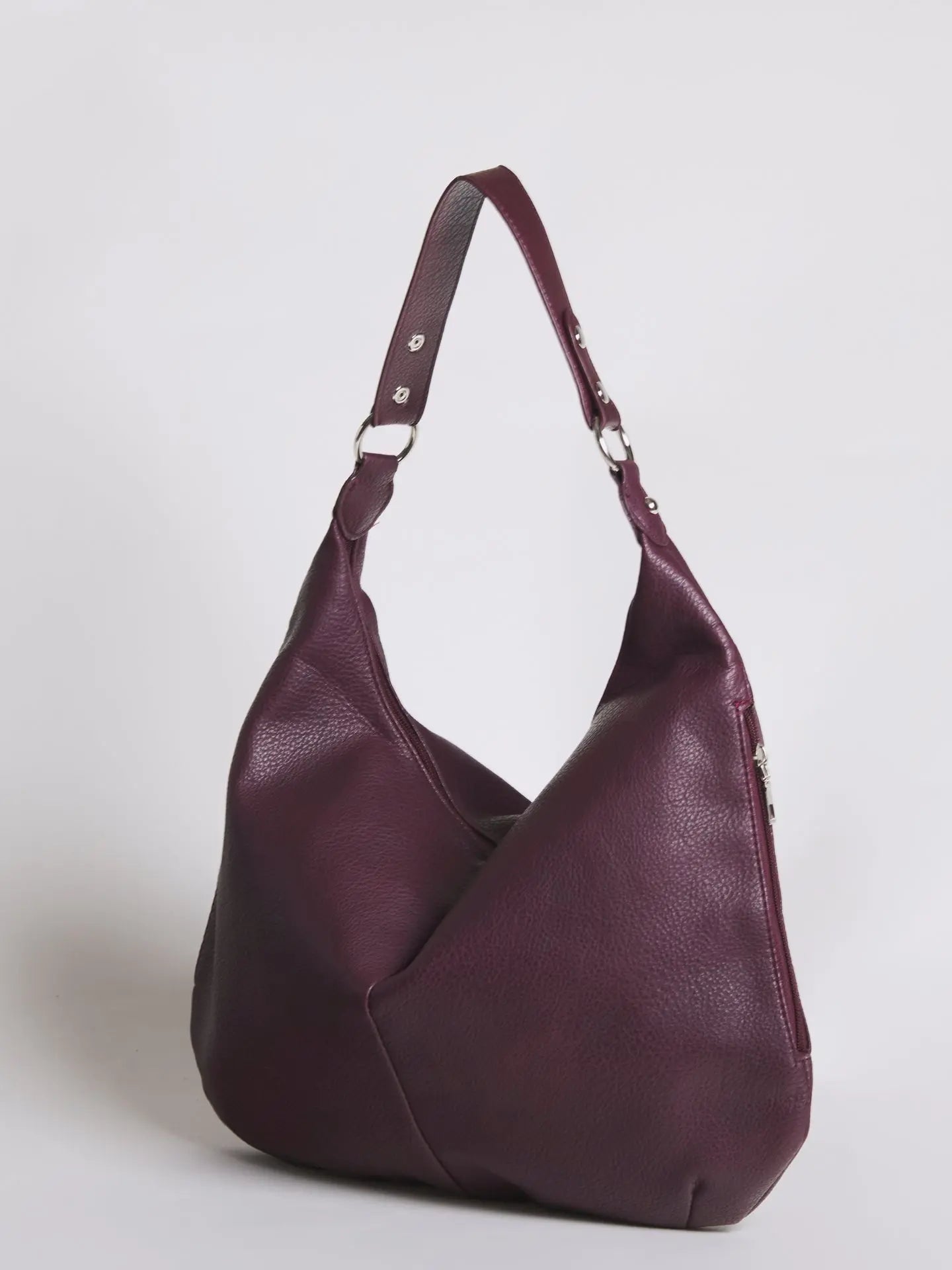 Kaia | Luxe Black Leather Hobo Bag – Timeless Elegance & Everyday Comfort - in Wine Red | Arvea Bags