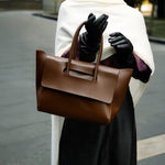 Katherine | Black Elegant Retro Tote – Timeless & Chic - in Brown | Arvea Bags