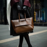 Katherine | Black Elegant Retro Tote – Timeless & Chic - in Brown | Arvea Bags