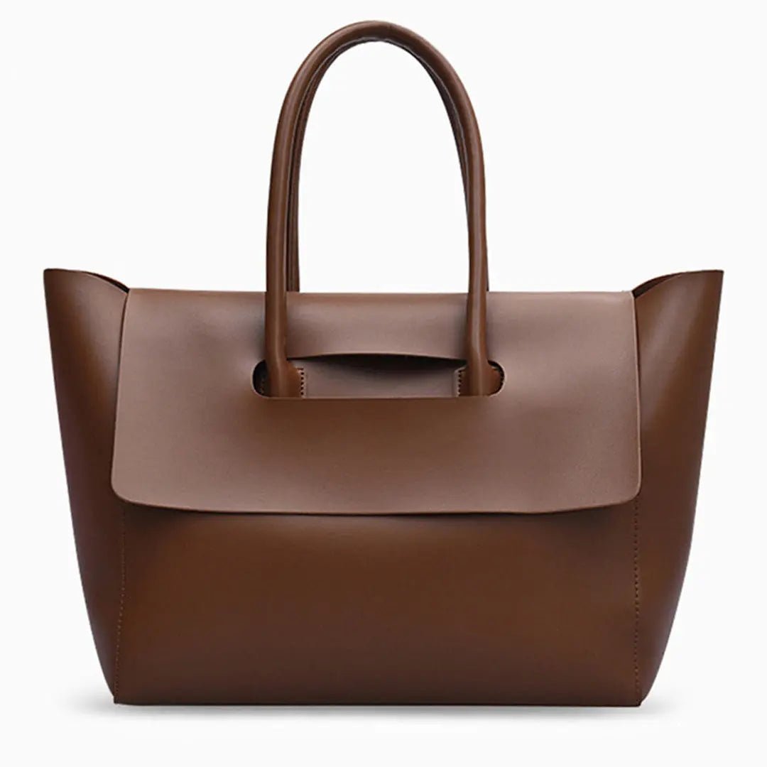 Katherine | Black Elegant Retro Tote – Timeless & Chic - in Brown | Arvea Bags