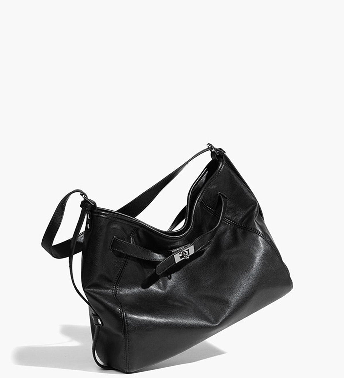 Kelly | Classic Black Leather Tote Bag – Sleek Design & Everyday Versatility - in Black | Arvea Bags