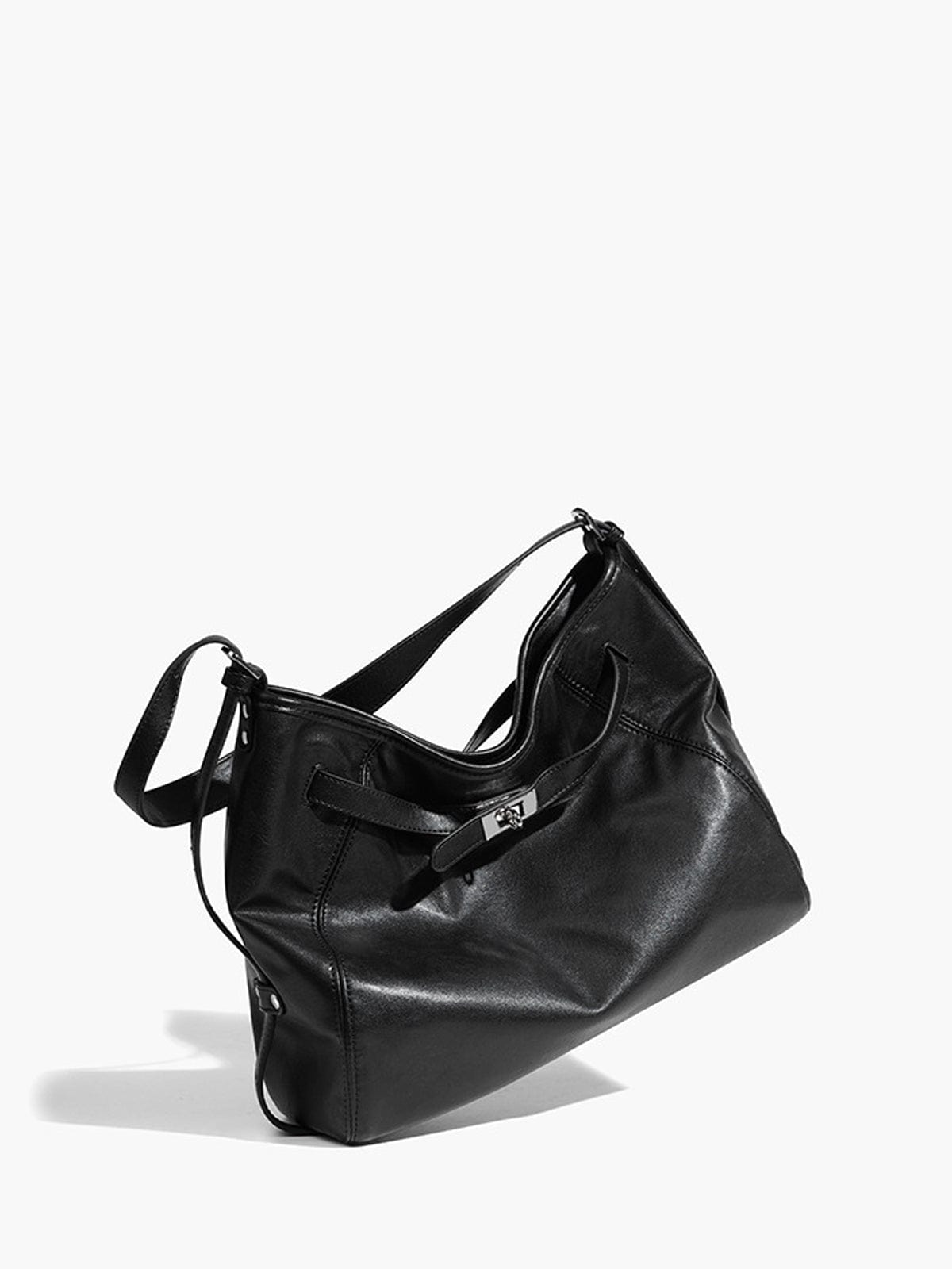 Kelly | Classic Black Leather Tote Bag – Sleek Design & Everyday Versatility - in Black | Arvea Bags