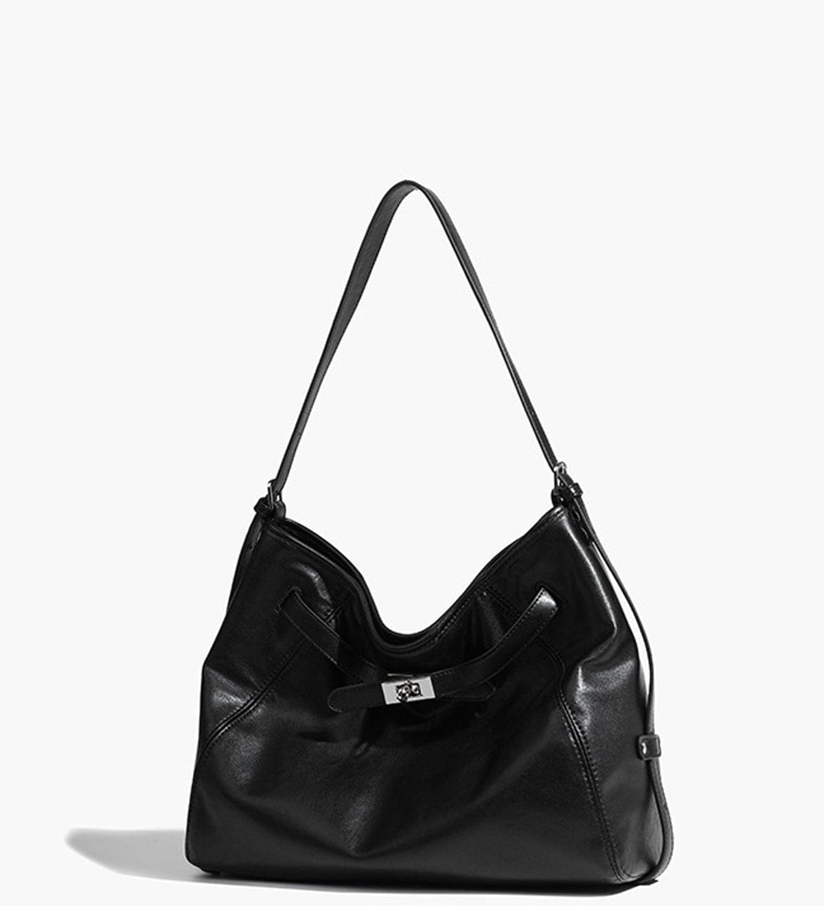 Kelly | Classic Black Leather Tote Bag – Sleek Design & Everyday Versatility - in Black | Arvea Bags