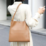 Klara | Genuine Leather Tote Bag – Minimalist Shoulder Handbag for Women - in Caramel | Arvea Bags