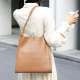 Klara | Genuine Leather Tote Bag – Minimalist Shoulder Handbag for Women - in Caramel | Arvea Bags