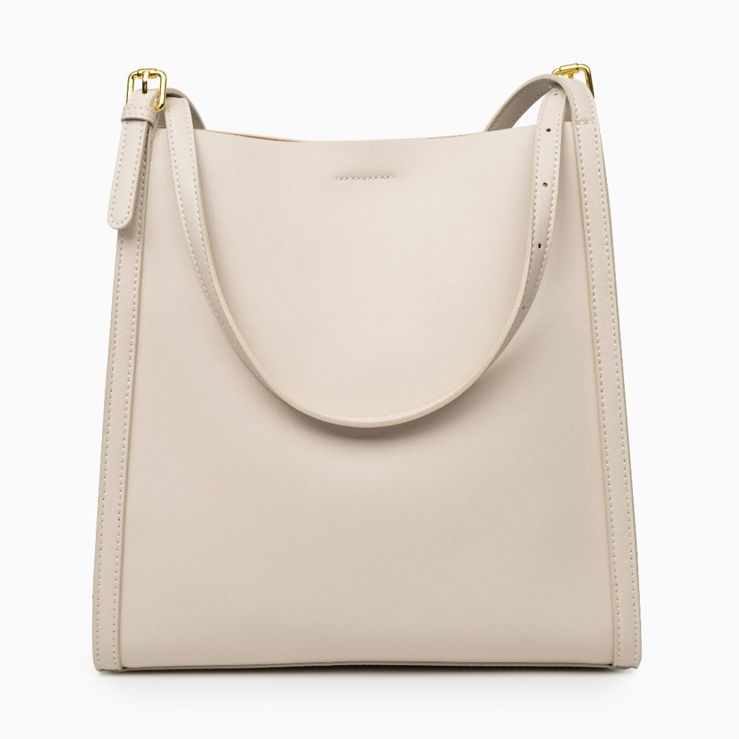 Klara | Genuine Leather Tote Bag – Minimalist Shoulder Handbag for Women - in Off - White | Arvea Bags