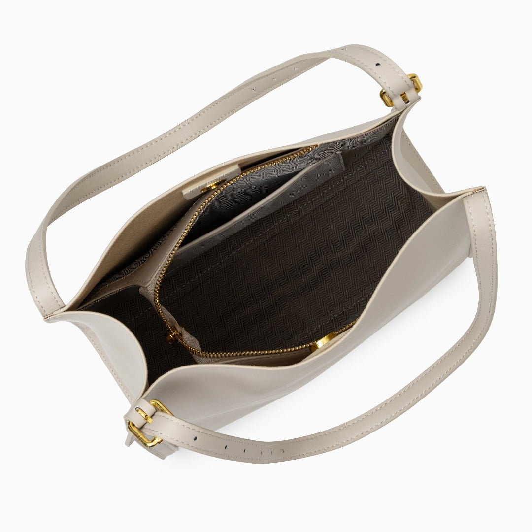 Klara | Genuine Leather Tote Bag – Minimalist Shoulder Handbag for Women - in Off - White | Arvea Bags