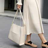 Klara | Genuine Leather Tote Bag – Minimalist Shoulder Handbag for Women - in Off - White | Arvea Bags