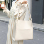Klara | Genuine Leather Tote Bag – Minimalist Shoulder Handbag for Women - in Off - White | Arvea Bags