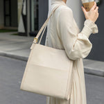 Klara | Genuine Leather Tote Bag – Minimalist Shoulder Handbag for Women - in Off - White | Arvea Bags