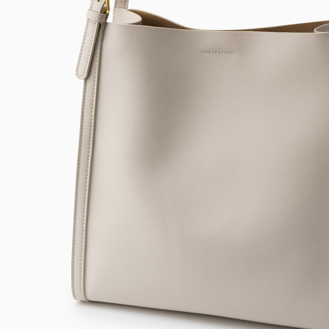 Klara | Genuine Leather Tote Bag – Minimalist Shoulder Handbag for Women - in Off - White | Arvea Bags