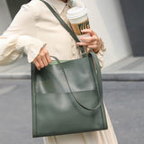 Klara | Genuine Leather Tote Bag – Minimalist Shoulder Handbag for Women - in Sage Green | Arvea Bags