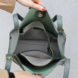 Klara | Genuine Leather Tote Bag – Minimalist Shoulder Handbag for Women - in Sage Green | Arvea Bags