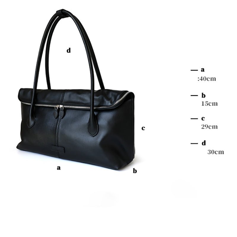 Lai | Brown Leather Zip Tote Bag – Sleek & Functional - in Black | Arvea Bags
