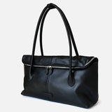 Lai | Brown Leather Zip Tote Bag – Sleek & Functional - in Black | Arvea Bags