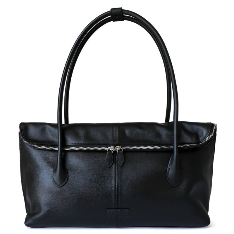 Lai | Brown Leather Zip Tote Bag – Sleek & Functional - in Black | Arvea Bags