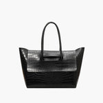 Large Crocodile Pattern Tote Bag – Elegant Shoulder Handbag with Spacious Design - in Black | Arvea Bags