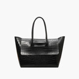 Large Crocodile Pattern Tote Bag – Elegant Shoulder Handbag with Spacious Design - in Black | Arvea Bags