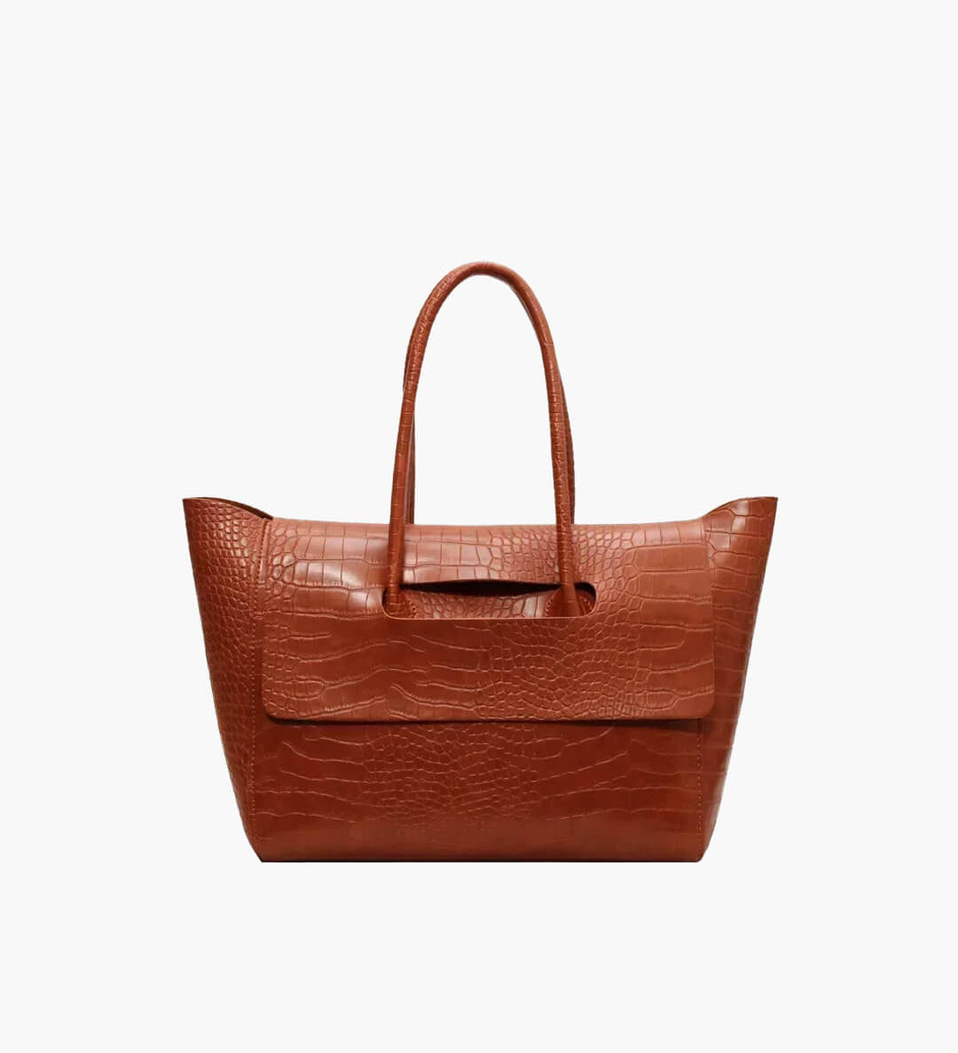 Large Crocodile Pattern Tote Bag – Elegant Shoulder Handbag with Spacious Design - in Brown | Arvea Bags