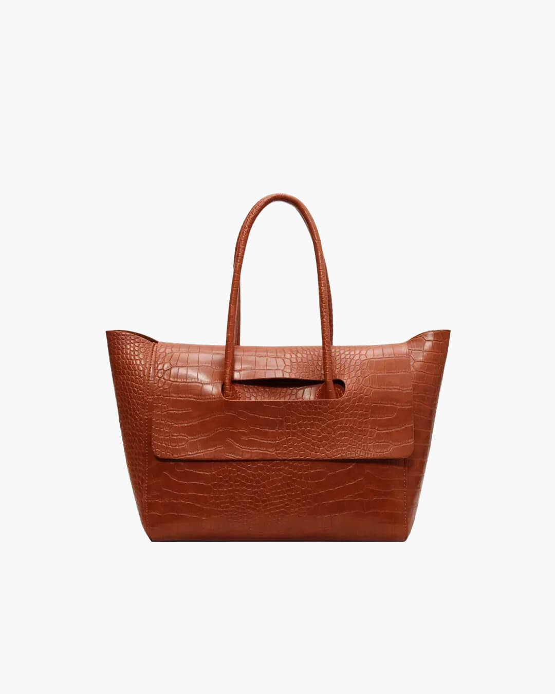 Large Crocodile Pattern Tote Bag – Elegant Shoulder Handbag with Spacious Design - in Brown | Arvea Bags