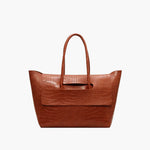 Large Crocodile Pattern Tote Bag – Elegant Shoulder Handbag with Spacious Design - in Brown | Arvea Bags