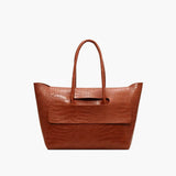 Large Crocodile Pattern Tote Bag – Elegant Shoulder Handbag with Spacious Design - in Brown | Arvea Bags