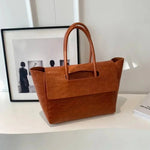 Large Crocodile Pattern Tote Bag – Elegant Shoulder Handbag with Spacious Design - in Dark Brown | Arvea Bags