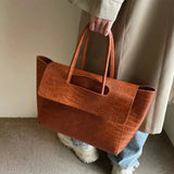 Large Crocodile Pattern Tote Bag – Elegant Shoulder Handbag with Spacious Design - in Dark Brown | Arvea Bags