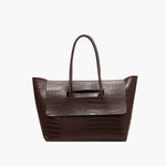 Large Crocodile Pattern Tote Bag – Elegant Shoulder Handbag with Spacious Design - in Dark Brown | Arvea Bags