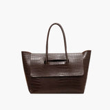 Large Crocodile Pattern Tote Bag – Elegant Shoulder Handbag with Spacious Design - in Dark Brown | Arvea Bags