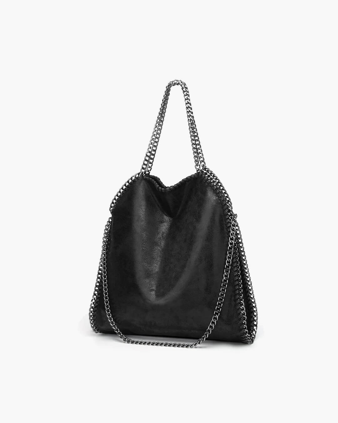 Large Tote Bag with Gold Chain Handle – Stylish Shoulder Handbag - in Black | Arvea Bags