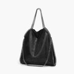 Large Tote Bag with Gold Chain Handle – Stylish Shoulder Handbag - in Black | Arvea Bags