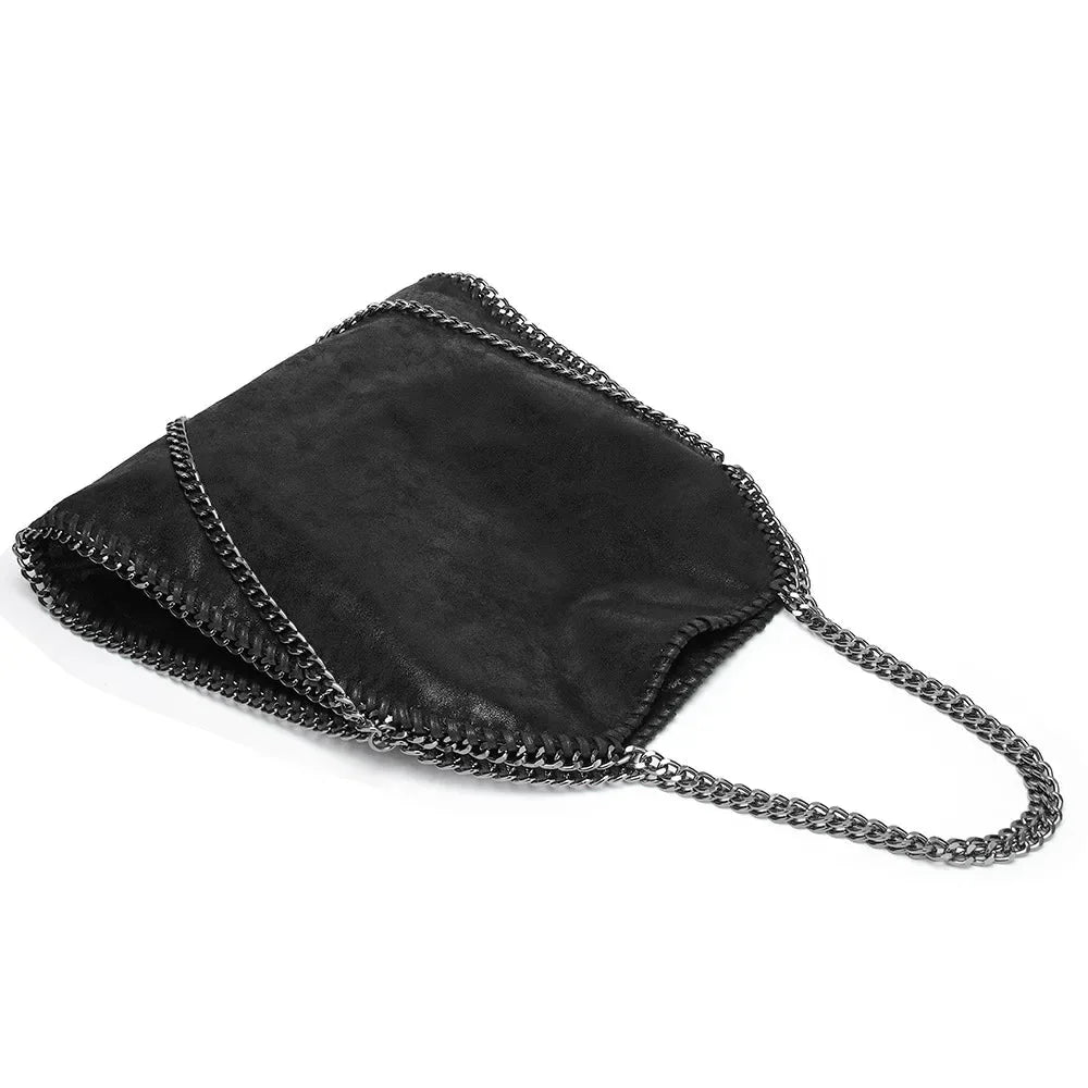 Large Tote Bag with Gold Chain Handle – Stylish Shoulder Handbag - in Black | Arvea Bags