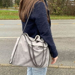 Large Tote Bag with Gold Chain Handle – Stylish Shoulder Handbag - in Black Gold | Arvea Bags