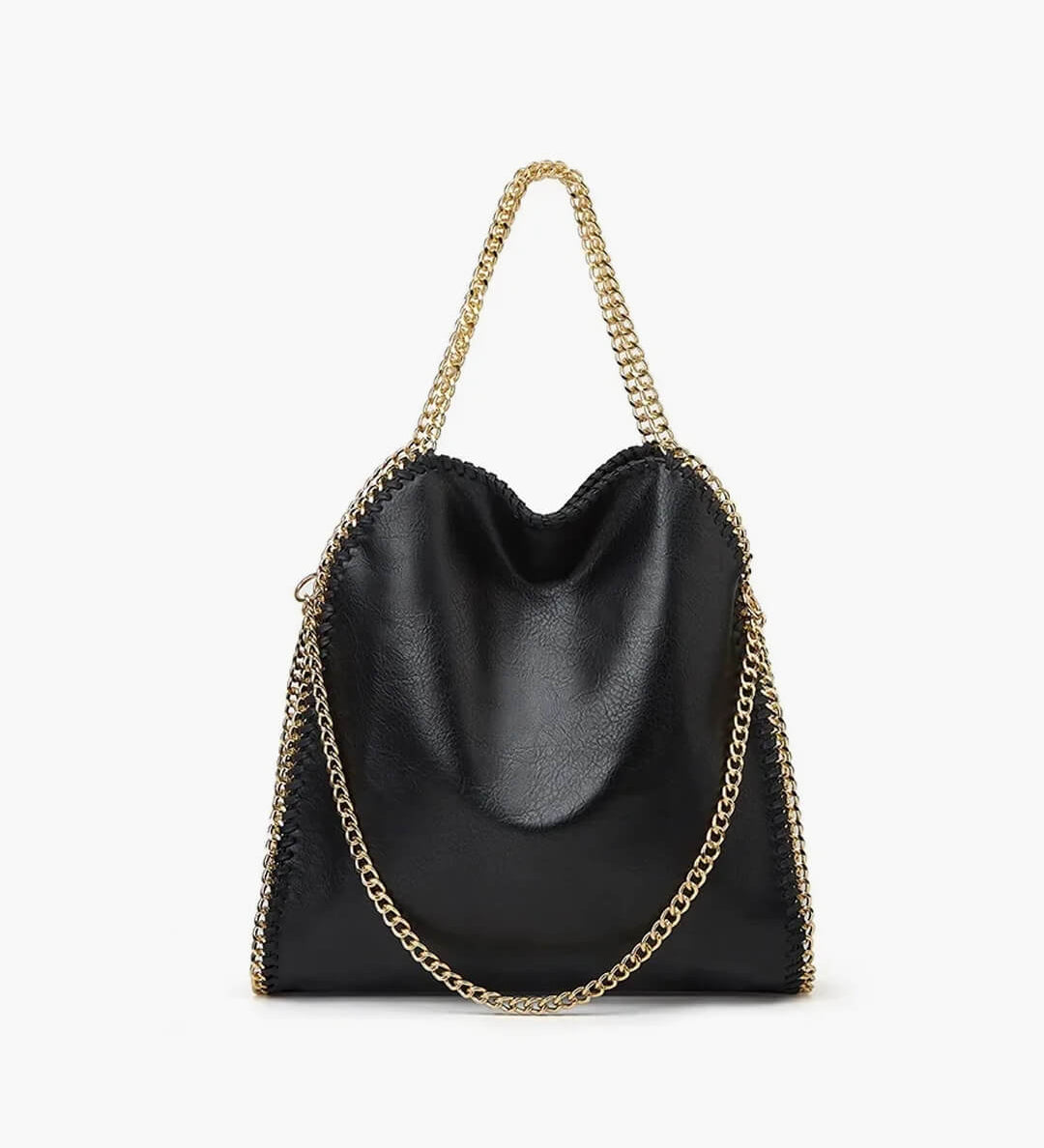 Large Tote Bag with Gold Chain Handle – Stylish Shoulder Handbag - in Black Gold | Arvea Bags