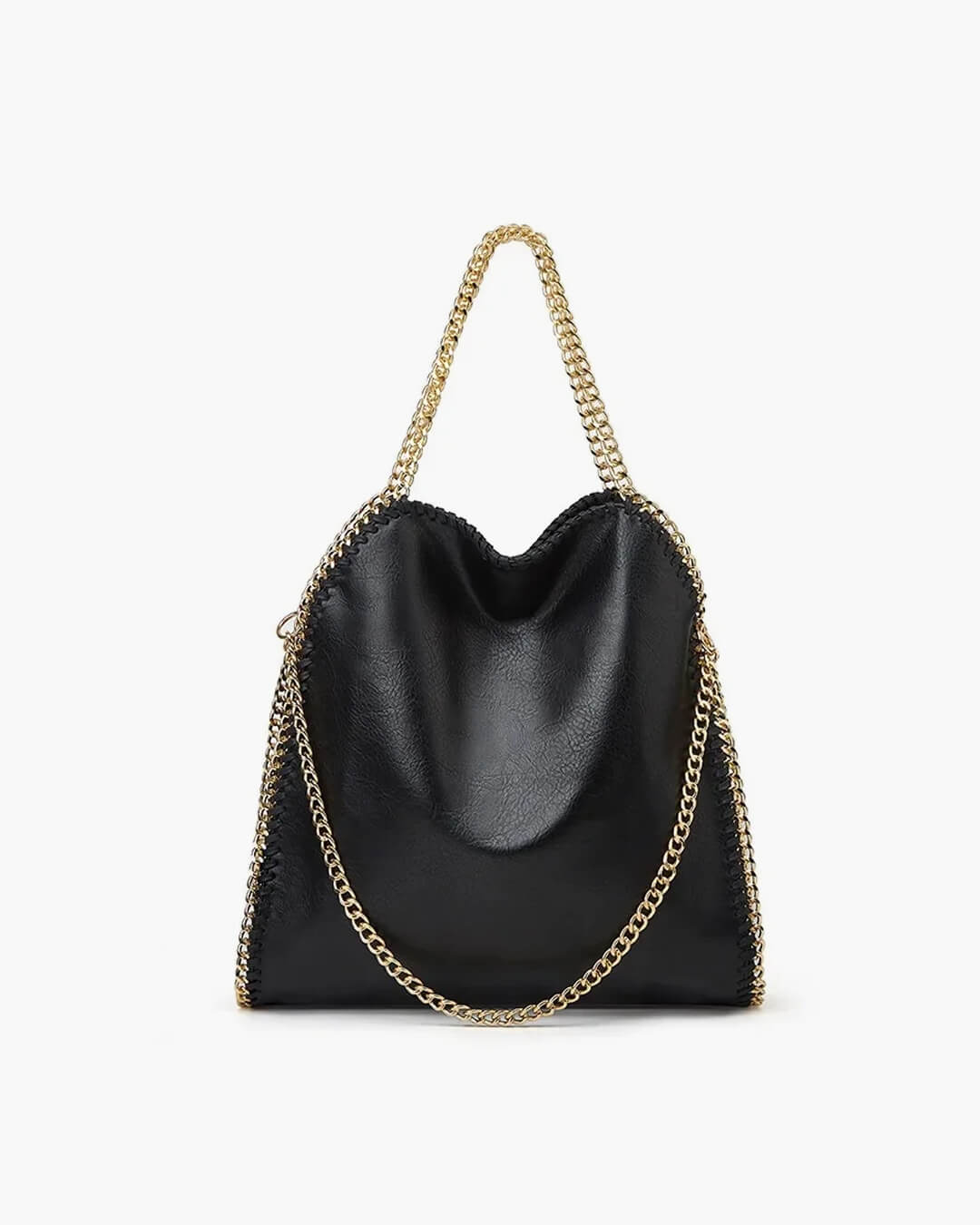 Large Tote Bag with Gold Chain Handle – Stylish Shoulder Handbag - in Black Gold | Arvea Bags