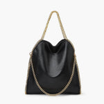 Large Tote Bag with Gold Chain Handle – Stylish Shoulder Handbag - in Black Gold | Arvea Bags