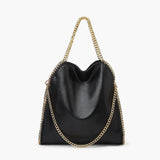 Large Tote Bag with Gold Chain Handle – Stylish Shoulder Handbag - in Black Gold | Arvea Bags