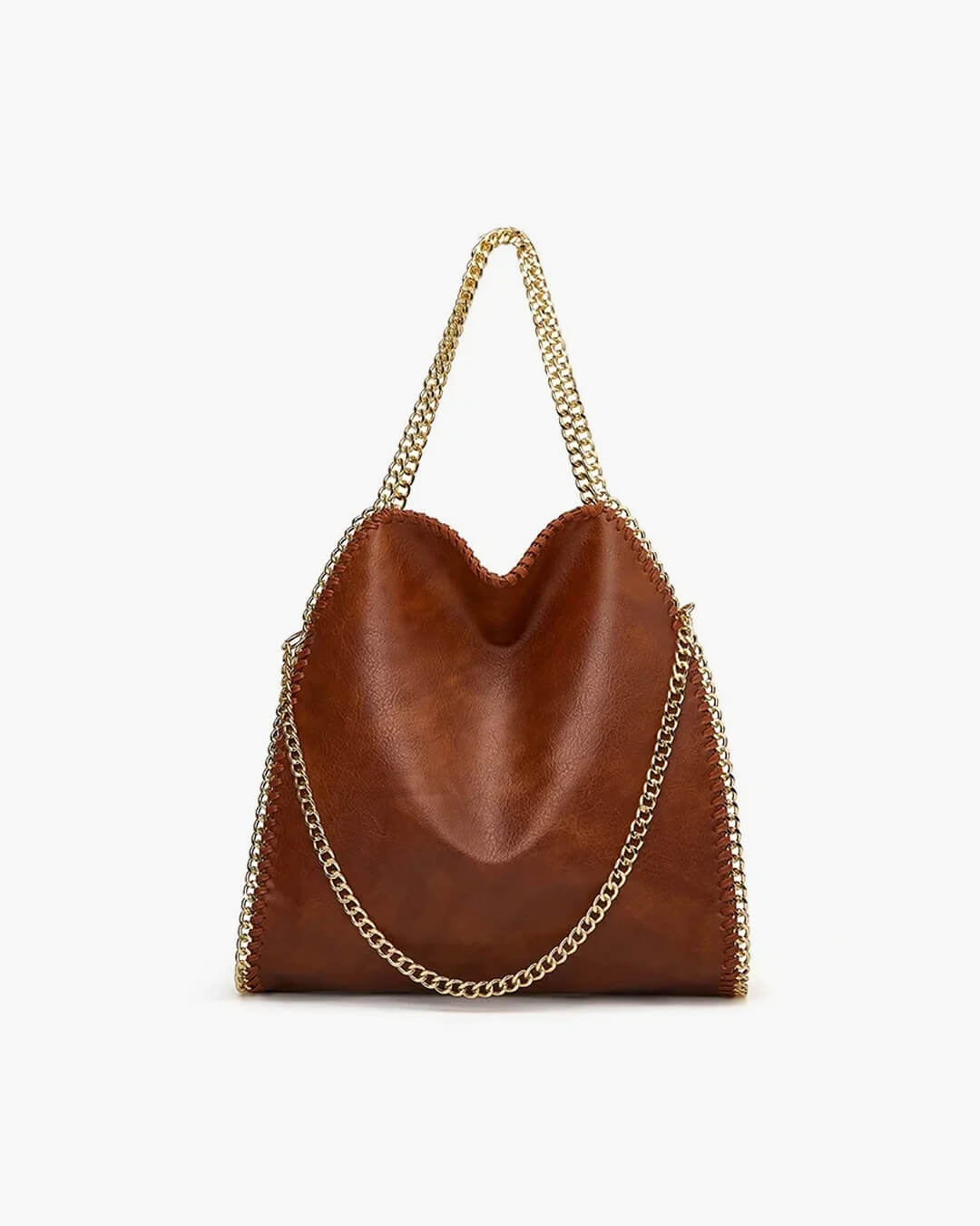 Large Tote Bag with Gold Chain Handle – Stylish Shoulder Handbag - in Brown | Arvea Bags