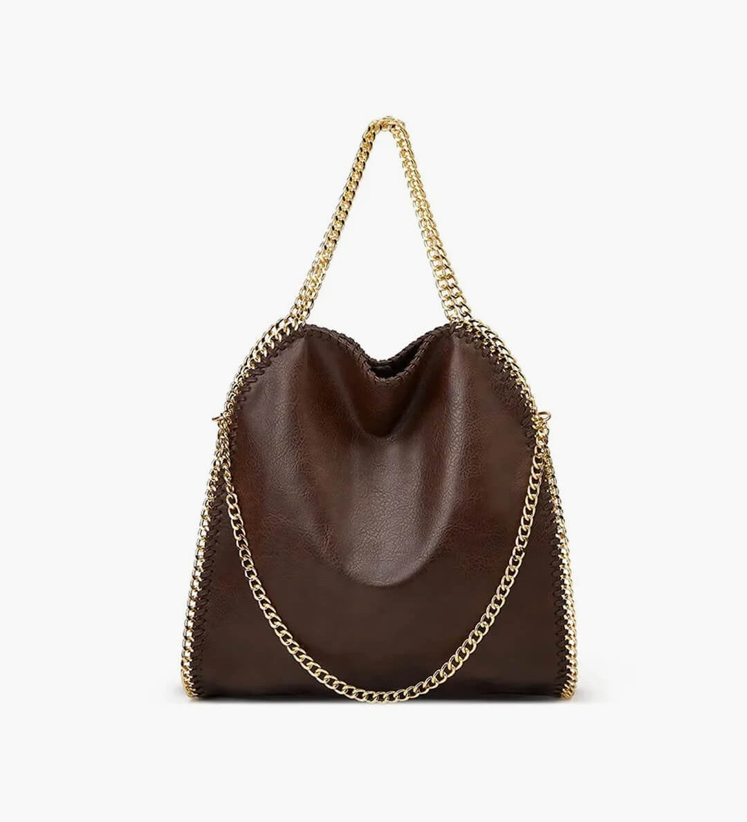 Large Tote Bag with Gold Chain Handle – Stylish Shoulder Handbag - in Coffee | Arvea Bags