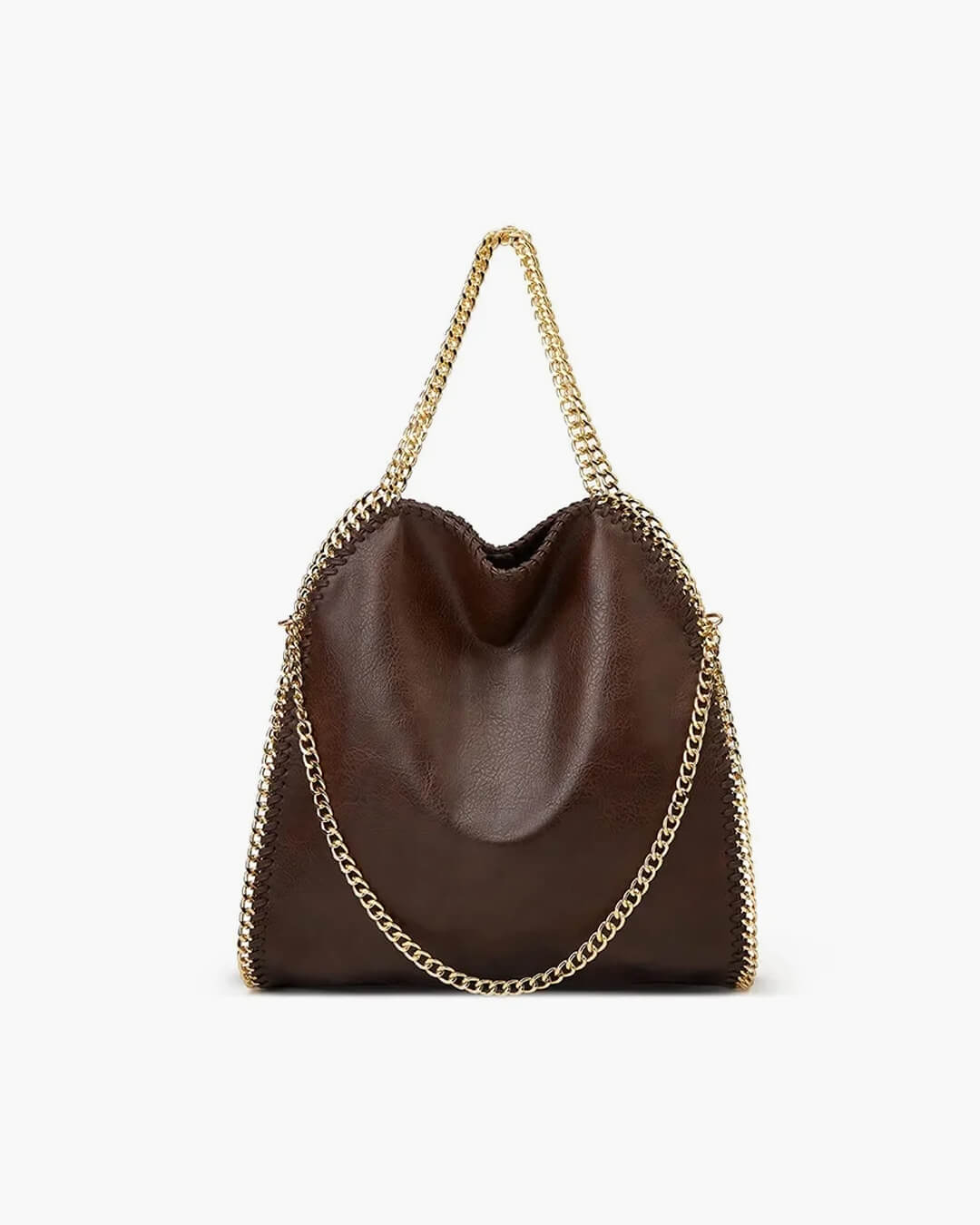 Large Tote Bag with Gold Chain Handle – Stylish Shoulder Handbag - in Coffee | Arvea Bags