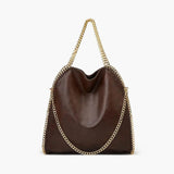 Large Tote Bag with Gold Chain Handle – Stylish Shoulder Handbag - in Coffee | Arvea Bags